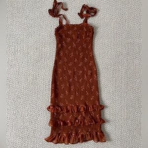 ABERCROMBIE & FINCH RUCHED MIDI DRESS